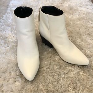 Lulu’s White Pointed Toe Ankle Booties